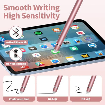 Stylus Pen for Touchscreen,2-in-1 High Sensitivity Stylus | Suitable for iPad/iPhone/Android Tablets,Compatible with Touch Screen Devices(3 Stylus-Black/White/Rose Gold) - color: Black/White/Rose Gold