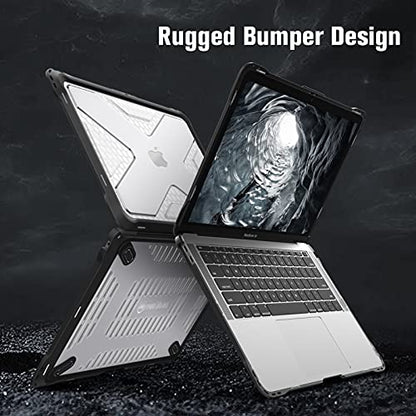 Fintie Case for MacBook Air 13 Inch A2337 (M1) / A2179 / A1932 (2018-2021 2022 Release) - Heavy Duty Hard Shell Cover with TPU Bumper for MacBook Air 13 Retina Display with Touch ID, Clear - color: Crystal Clear