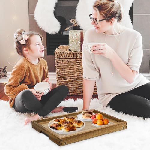 VaeFae Acacia Bed Table Tray, Wooden Breakfast Tray with Folding Legs, Bed Tray for Eating and Laptop, Eating Trays for Bedroom, (2 Pack) - size: Medium, 2 Pack