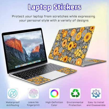 Universal Laptop Skin Sticker Decal, Compatible with MacBook HP Dell Lenovo 12"-15.6", Reusable Vinyl Notebook Cover 3PCS Set, High-Recognition Film-Yellow Daisies - color: Yellow Daisies