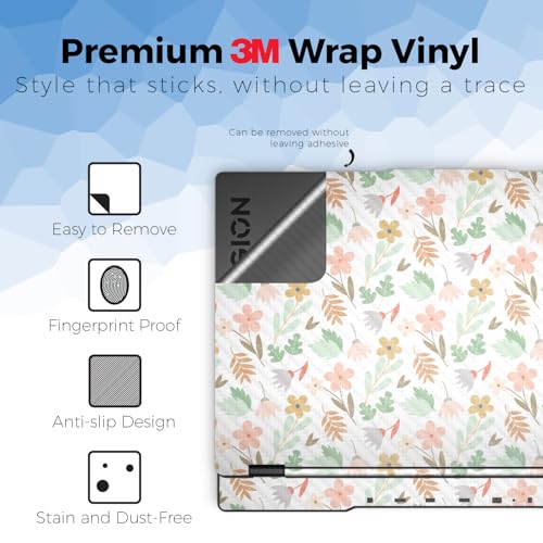Carbon Fiber Laptop Skin Compatible with Lenovo Legion 5 Gaming Laptop (15IRX9) 2024 - Neutral Flowers - Premium 3M Vinyl Protective Wrap Decal Cover - Easy to Apply | Crafted in the USA - color: Neutral Flowers, size: Legion 5 Gaming (15IRX9) 2024 Full C