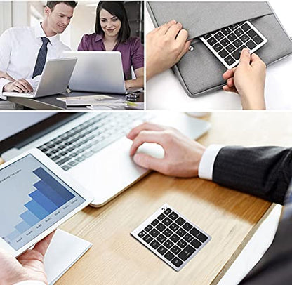 Lekvey Bluetooth Number Pad, 10 Keys Numeric Keypad Portable Wireless Bluetooth Keypad : 28-Key Numpad Extensions for Financial Accounting Data Entry for Laptop Surface Pro Tablets Windows, Silver - color: Silver