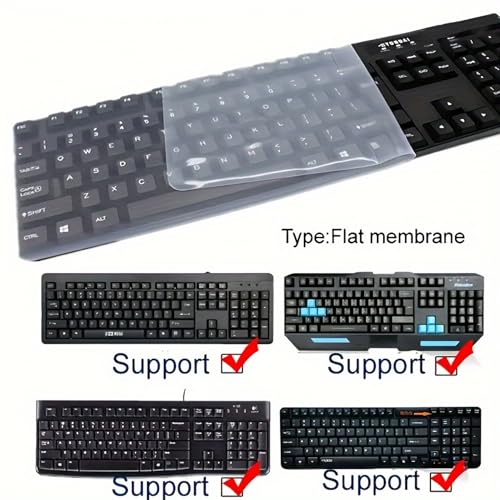 Ultra-Thin 0.2mm Eco-Friendly TPU Skin Desktop Keyboard Cover, Anti-Fingerprint Waterproof Dustproof Protector for Dell KB216/KM636 & 104/107 Key Standard Keyboards (White) - color: White