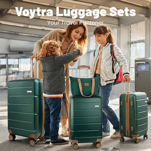 3-Piece Luggage Set with 20” Carry On, PC+ABS Hardside Suitcase with Spinner Wheels & TSA Lock, Easy-Control Rolling Suitcase for Business Trips & Weekend Getaways (Green) - color: Dark Green, size: 3 Piece Set (20/DB/TB)
