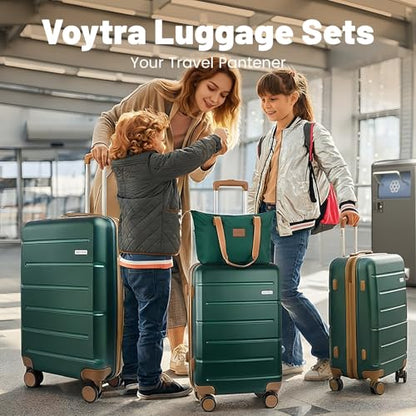 3-Piece Luggage Set with 20” Carry On, PC+ABS Hardside Suitcase with Spinner Wheels & TSA Lock, Easy-Control Rolling Suitcase for Business Trips & Weekend Getaways (Green) - color: Dark Green, size: 3 Piece Set (20/DB/TB)
