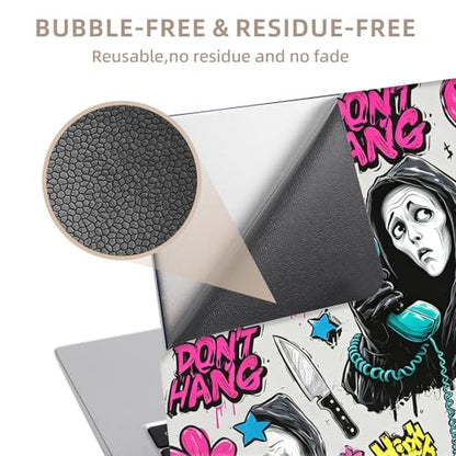 Universal Laptop Skin Sticker for 12/13/14/15.6 Inch Laptops, Reusable Vinyl Laptop Decal Cover, Waterproof Scratch Resistant Notebook Skin with 2 Wrist Pads,Ghost Art Print - color: Ghost Art Print