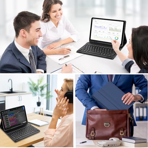 Galaxy Tab S9 FE+/ S9+ /S10+ 12.4 Inch Case with Keyboard, Detachable Bluetooth Keyboard with Pen Holder for Samsung Tab S10+ Plus/S9+ Plus/S9 FE+ Plus/S8+ Plus/S7FE/S7+ Plus 5G 12.4", Navy Blue - color: Dark Blue, size: S9FE+ 12.4"