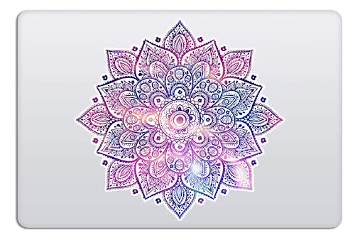 Mandala Laptop Decal - Waterproof Removable Vinyl - Purple Blue Pink Flower Design - Cute Partial Skin - Universal Fit - Women's Laptop Sticker - color: Pink on White Material (for Darker Laptop)