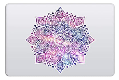 Mandala Laptop Decal - Waterproof Removable Vinyl - Purple Blue Pink Flower Design - Cute Partial Skin - Universal Fit - Women's Laptop Sticker - color: Pink on White Material (for Darker Laptop)