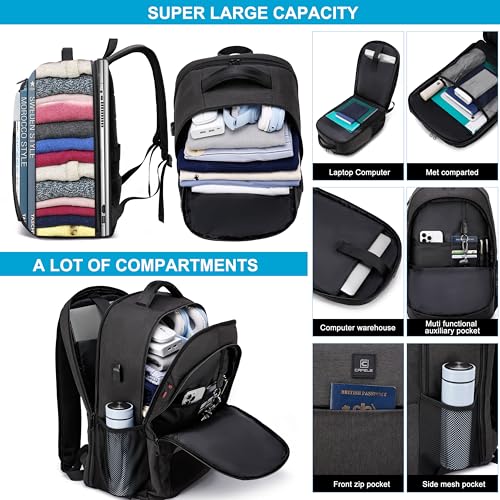 CAFELE Laptop Backpack, 17.3 Inch, Water-Repellent, USB Charging Port, for Business Travel School (Gray, 17.3 inches) - color: Gray