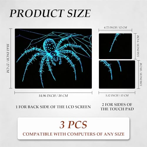 DEGDFSGR 12.1-15.6 Inch Universal Reusable Laptop Skin Sticker Decal, Waterproof Removable Protector for Notebook Cover, Scratch-Resistant Vinyl Cuttable Full Wrap Sticker, Blue Glowing Spider - color: Blue Glowing Spider