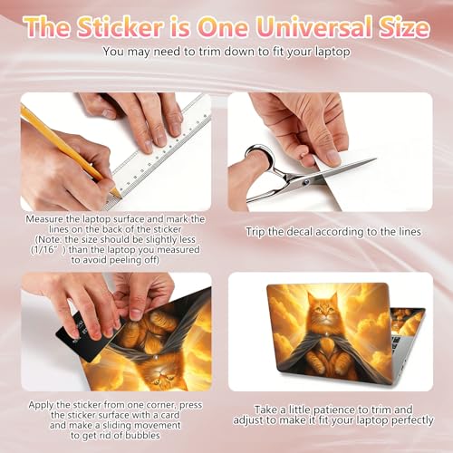 Laptop Skin Sticker Decal 12" 13" 13.3" 14" 15" 15.6",Waterproof Scratch Resistant Vinyl,Reusable Easy to Apply,for MacBook HP Dell Notebooks Netbooks Laptop,2 Wrist Pads,Cute Orange Cat - color: Cute Orange Cat