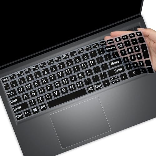Large Print Keyboard Cover for 15.6" Dell Inspiron 15 3510 3511 3515 3525 3530 3535 5510 5515 5518 7510, 2025 Dell 15 Laptop DC15250 DC15255 15.6, Vostro 3510 3520 3530 5510 5515 15.6, Latitude 3520 - color: BK