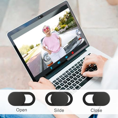 50 PCS Webcam Cover Slide Black Phone Camera Covers, 0.023 Inch Ultra-Thin Universal Laptop Camera Cover Slide Webcam Protects Your Privacy & Security for Laptop, Desktop, Smartphone, Cell Phone