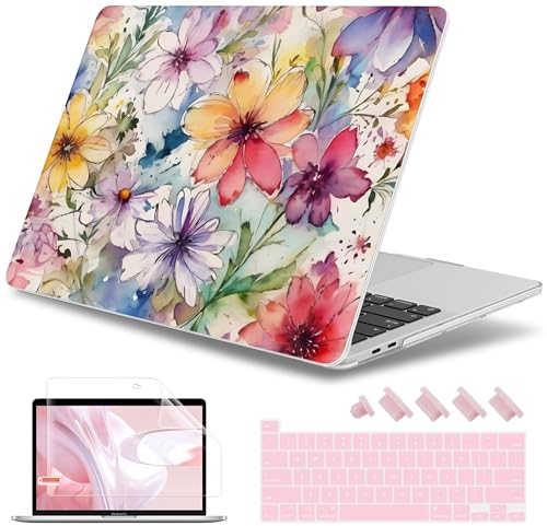 May Chen Case for MacBook Pro 13 inch M2 2023,2022,2021,2020 A2338 M1 A2251 A2289, Plastic Hard Shell Cover for MacBook Pro 13" with Touch Bar Fits Touch ID, Abstract Florals - color: Abstract Florals