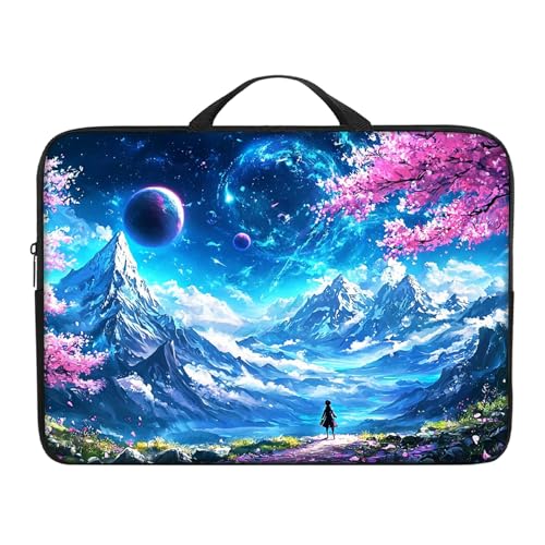 Laptop Handle Bag for 10-17 Inch, Sleeve Neoprene Book Organizer Cover for Notebook Travel Office Business - color: Blue Mountain Man, size: 15 Inch Laptop Case