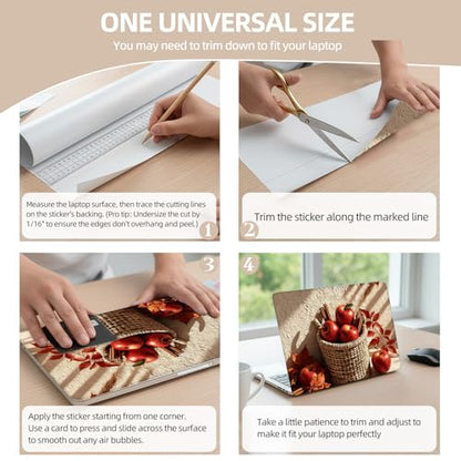 Universal Laptop Skin Sticker for 12/13/14/15.6 Inch Laptops, Reusable Vinyl Laptop Decal Cover, Waterproof Scratch Resistant Notebook Skin with 2 Wrist Pads,Autumn Basket - color: Autumn Basket