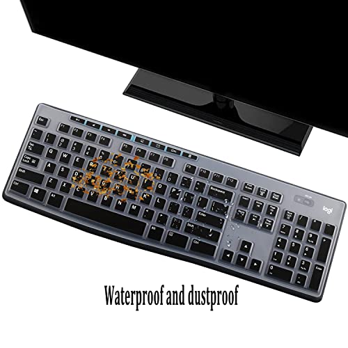 Keyboard Cover Skin Protector Fit Logitech MK275 MK270 Keyboard, Logitech K200 K260 K270 MK200 MK260 Ultra Thin Desktop PC Silicone Keyboard Cover-Black - color: Black