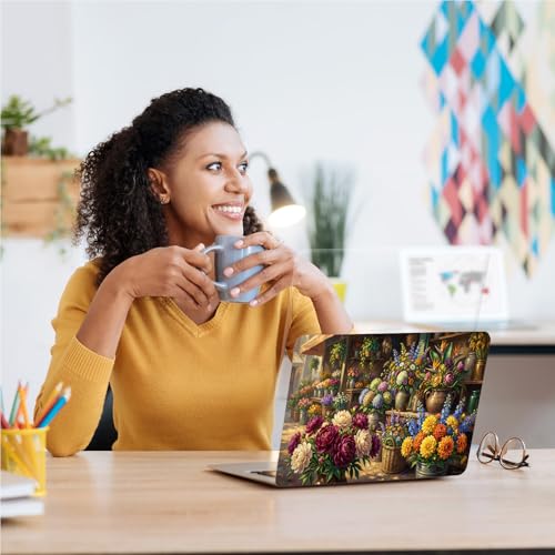 Universal Laptop Skin, DIY Cut-to-Fit Vinyl Cover Compatible with HP, Dell, Lenovo, Mac (13.3" to 15.6"), Anti-Scratch, No Residue & Bubble-Free Protective Decal Sticker, Flower Market Painting - color: Flower Market Painting