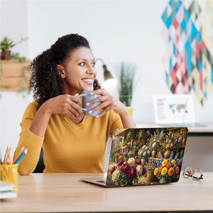 Universal Laptop Skin, DIY Cut-to-Fit Vinyl Cover Compatible with HP, Dell, Lenovo, Mac (13.3" to 15.6"), Anti-Scratch, No Residue & Bubble-Free Protective Decal Sticker, Flower Market Painting - color: Flower Market Painting