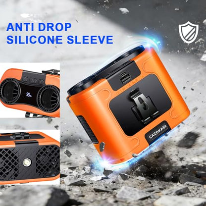 CAZOKASI 2026 Upgrade 20000mAh Waist Clip Fan Wearable Fan Portable Personal Body Fan Powerful Upto 36H Cooling and Heatstroke Prevention Fan(20000mAh/Orange) - size: 20000mAh/Orange