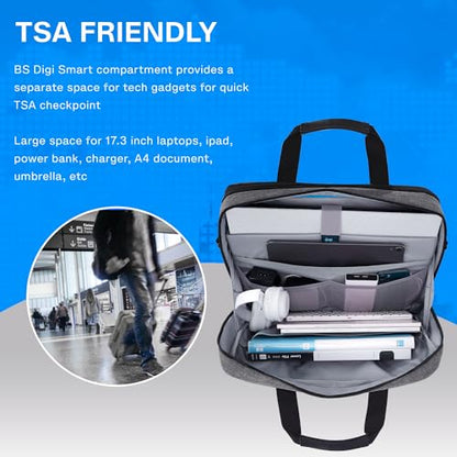 BAGSMART 17.3 Inch Laptop Bag Expandable Computer Bag Briefcase, Dark Grey | Men Women Laptop Shoulder Bag,Work Bag Business Travel Office - color: Dark Grey-17.3 Inch