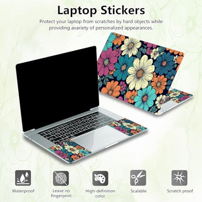 Laptop Skin Sticker Decal, Universal Reusable Vinyl Laptop Cover for 12" 13" 13.3" 14" 15" 15.4" 15.6" Notebook PC, Reusable Waterproof Scratch-Resistant with 2 Wrist Pads,Cute Art Flowers - color: Cute Art Flowers