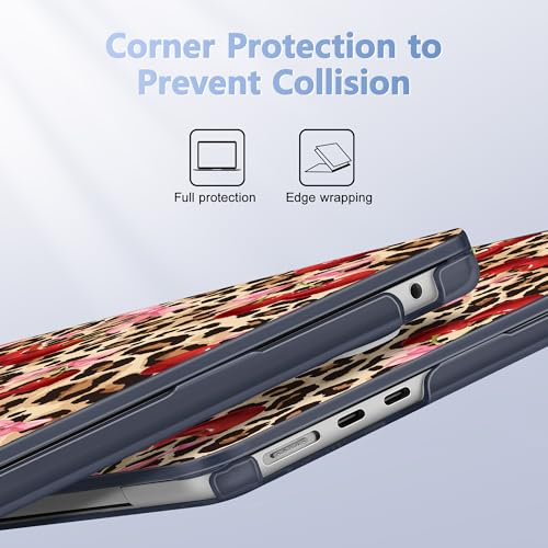 May Chen for MacBook Air 15 inch Case M5 M4 M3 M2 2026 2024-2023, Model A3448 A3241 A3114 A2941, Closes Seamlessly Hard Shell Laptop Cover with Keyboard Cover, Cherry and Cheetah - color: Cherry & cheetah