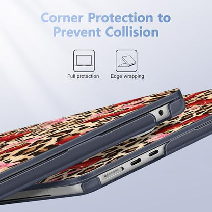 May Chen for MacBook Air 15 inch Case M5 M4 M3 M2 2026 2024-2023, Model A3448 A3241 A3114 A2941, Closes Seamlessly Hard Shell Laptop Cover with Keyboard Cover, Cherry and Cheetah - color: Cherry & cheetah