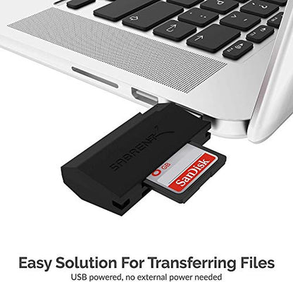 SABRENT SuperSpeed 2 Slot USB 3.0 Flash Memory Card Reader for Windows, Mac, Linux, and Certain Android Systems Supports SD, SDHC, SDXC, MMC/MicroSD, T Flash [Black] (CR-UMSS) - size: SuperSpeed USB 3.0 Reader