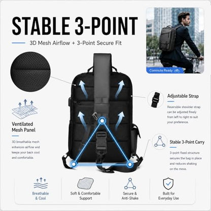 Sling Bag Large Capacity: Crossbody Bag for Men Fits 15.6 Inch Laptop A4 Files with Anti Theft USB Port - color: 39-grey