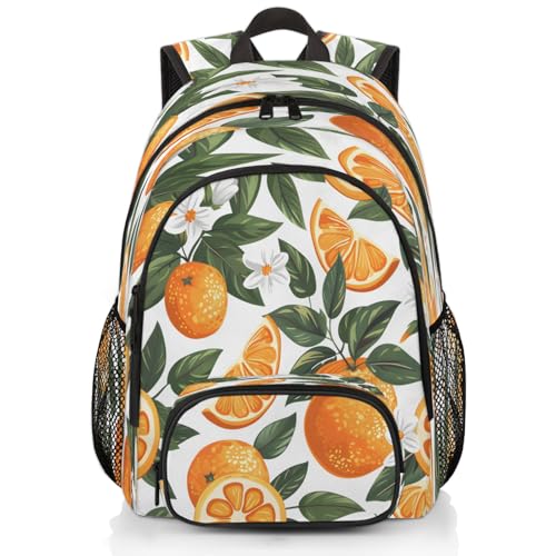 Fruits Laptop Backpack for Women Men, 18.3 Inch Travel Work Backpacks, Orange Floral Waterproof Computer Casual Daypack Nurse Teacher Bags - color: Multicolor 10