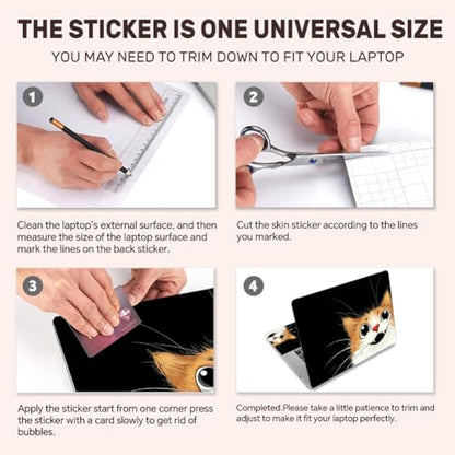 3Pcs Laptop Skin Sticker Decal Cat PVC Laptop Sticker Fits for 12-16 Inch Notebook Waterproof Scratch Proof Pet Animal Universal Notebook PC Personalized Protector Gift - style: cat