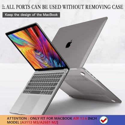 CISSOOK Compatible with MacBook Air 13 inch Case A3449 A3240 A3113 A2681 | 2026 2025 2024 2023 2022, 5in1 Set Hard Shell Case Keyboard Cover for MacBook Air 13.6 inch M2 M3 M4 M5, Crystal Gray - color: Air13.6inch-Crystal Gray