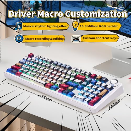 x Aula F99 Pro Mechanical Keyboard, Wireless Gaming Keyboards RGB Backlit Hot Swappable Custom Creamy Bluetooth Computer Keyboard, Tri-Mode BT5.0/2.4GHz/USB-C, Pre-lubed Switches PBT Keycaps - color: Black