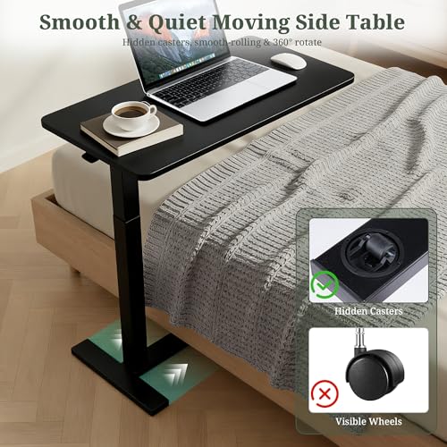 Mobile Standing Desk, Height Adjustable Laptop Desk with Hidden Casters | Stable Steel Frame, Smooth Lift Mechanism, Lockable Casters, Easy Assembly, Ideal for Home, Office & Dorm, Black - color: Black, style: Height Adjustable