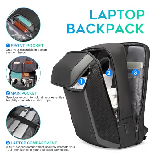 BANGE Smart Business Laptop Backpack Waterproof can fit 15.6-17.3 Inch Laptop with 3.0 USB charging port for men and women - color: Grey