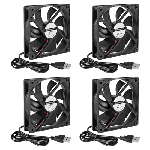 ACEIRMC 4pcs 120mm USB Brushless Cooling Fan 120mm x 25mm DC 5V Quiet Cooling Fan 12025 Mini Computer Fan for Small Appliances Series Replacement (12025 5V USB) - color: 12025 5V USB
