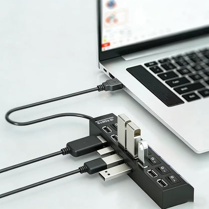 1pc High-Speed USB 2.0 Hub with Independent Switch, USB Hub, Laptop Power Adapter, Compatible with Laptop