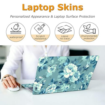 Universal Laptop Skin Sticker with 2 Wrist Pad Decals, 3-Piece Removable Vinyl Laptop Cover, Bright Flowers Waterproof Anti-Scratch, Easy-Trim Fit for 13.3" 14" 15.6" Laptops - color: Bright Flowers