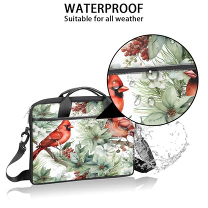 Laptop Shoulder Bag for Women Men, Waterproof Computer Case Messenger Bag Briefcase for Business Office Travel - color: Red Bird Floral