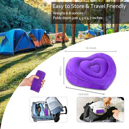 Inflatable Acid Reflux Pillow, Portable Pillow Wedges for Sleeping, Lap Desk Gaming Pillows for Travel, Multi-Functional Wedge Yoga Pillow for Reading, Laptop, Crocheting, Body Positioners