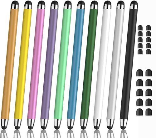 Stylus Pen for Touchscreen (10PCS), 2 in 1 Rubber iPad Stylists Pen | High Sensitivity, iPad Stylus with Metal Barrel, Stylus Pen for iPhone/iPad/Android Microsoft Surface Switch All Touchscreen - color: Multi Colors-10pack
