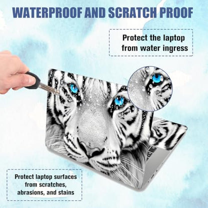 PLIGREAT White Tiger Laptop Decal Sticker Skin Cover, Blue Eyes Laptop Sticker Skins Decal Fits 12" 13" 13.3" 14" 15" Laptops Universal Removable Vinyl Notebook Art Protector Netbook PC Cover Decal - color: black,white