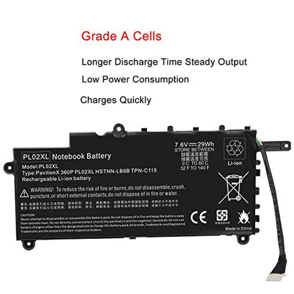 Fancy Buying PL02XL 751681-421 Laptop Replacement Battery for Hp Pavilion 11-n X360 Series 751875-001 751681-231 HSTNN-LB6B HSTNN-DB6B TPN-C115(7.6V 29Wh) - size: 8.14*2.44*0.82inch