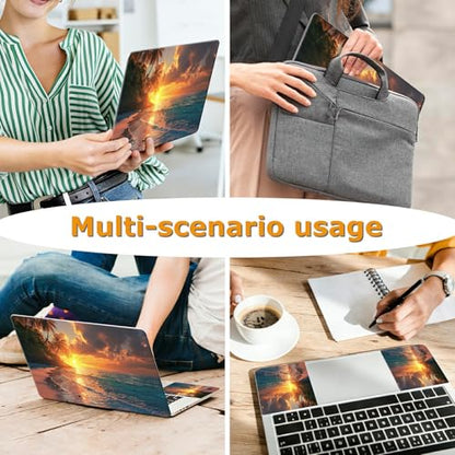 Universal Laptop Skin Sticker with 2 Wrist Pad Decals, 3-Piece Removable Vinyl Laptop Cover, Tropical Beach Waterproof Anti-Scratch, Easy-Trim Fit for 13.3" 14" 15.6" Laptops - color: Tropical Beach