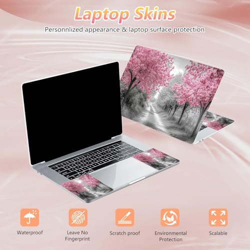 Laptop Skin Sticker Decal 12" 13" 13.3" 14" 15" 15.6",Waterproof Scratch Resistant Vinyl,Reusable Easy to Apply,for MacBook HP Dell Notebooks Netbooks Laptop,2 Wrist Pads,Cherry Blossom Black - color: Cherry Blossom Black