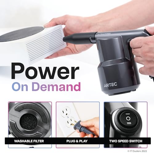 AirTec Ultra Electric Air Duster Blower for PC, Laptop, Console, Electronics and Home Cleaning, Environmental Alternative to Spray air can Duster Keyboard Cleaner (Type 6)