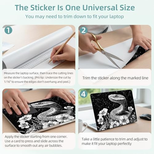 Universal Laptop Skin Decal, 3-Piece Vinyl Protector for 12 13 14 15.6" Notebook, Waterproof Anti-Scratch, Easy Trim & Bubble-Free Finish, Snake in Night Sky - color: Snake in Night Sky