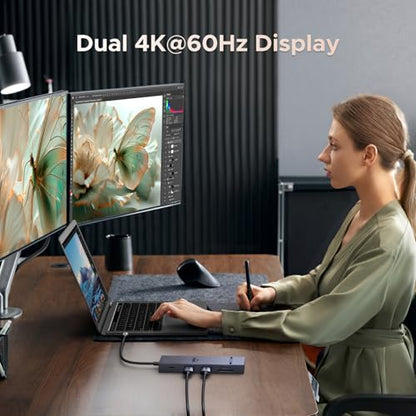 UGREEN 10-in-1 USB C Docking Station Dual Monitor 4K@60Hz, USB C Hub with 2 HDMI, 10Gbps USB A&C Ports, SD/TF Card Reader, 100W PD, Revodok USB-C Dock with 1000Mbps Ethernet for Dell, HP, XPS and More